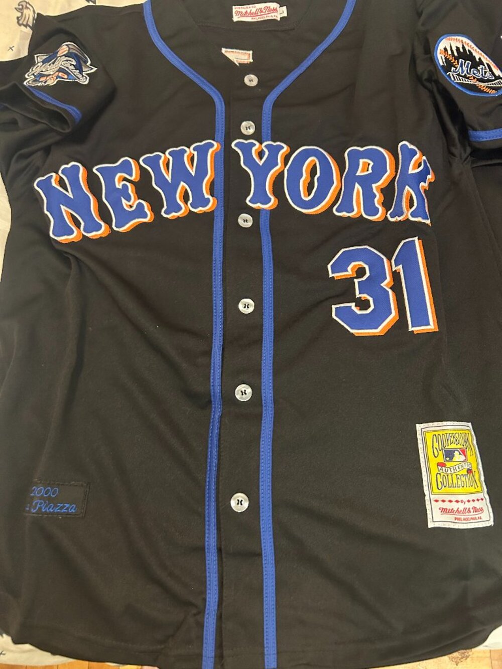 2000 NEW YORK METS MIKE PIAZZA Men's JERSEY M,L,XL,2X,3X by Mitchell & Ness NWT - Picture 3 of 7